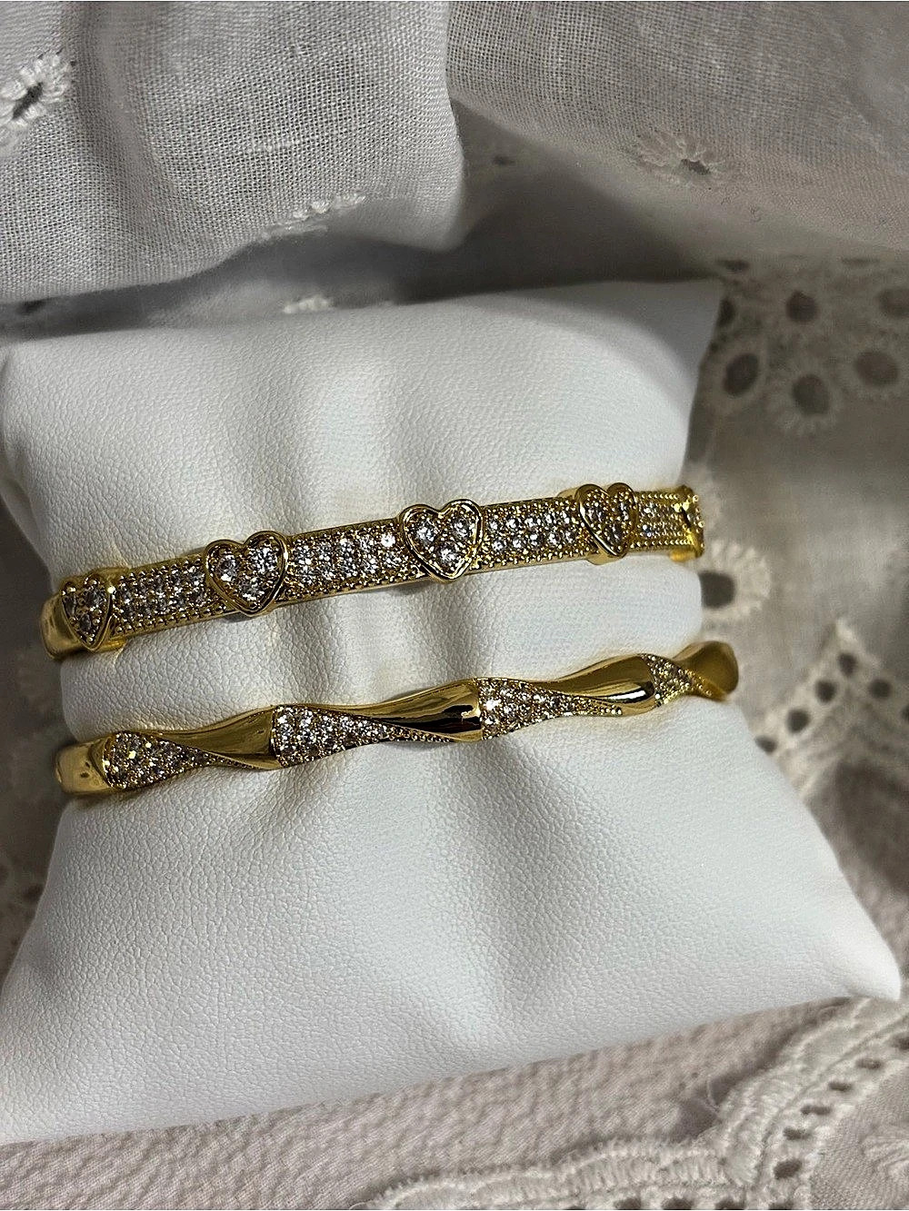 Gold-Tone Rhinestone Bangel Bracelet Set